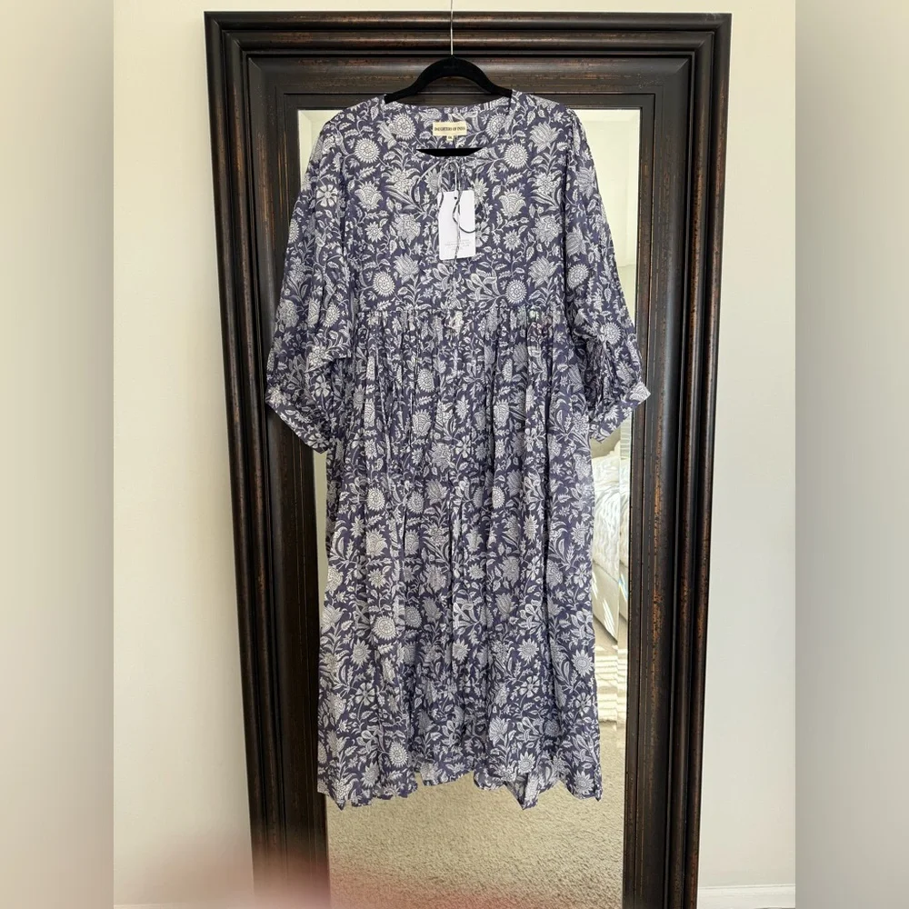 NWT Daughters of India Kyra Midi Dress ~ Blue Iris XXL (12-14) - Picture 4 of 15